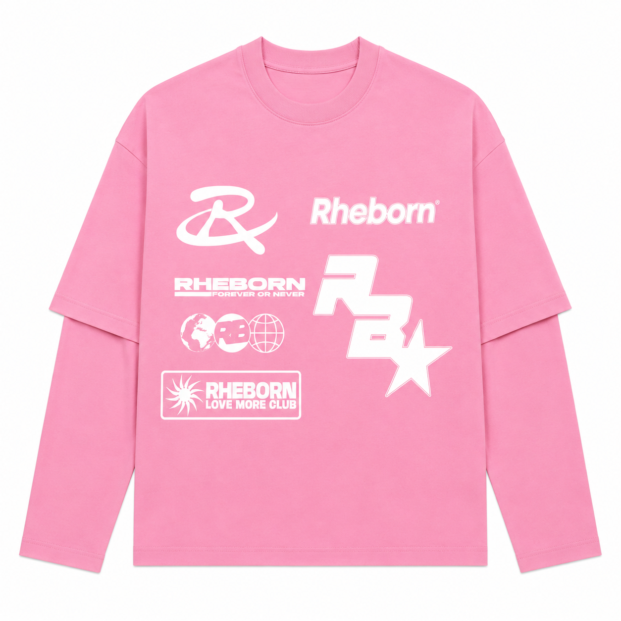Multi Logo Double Layer Longsleeve Pink (PRE ORDER)
