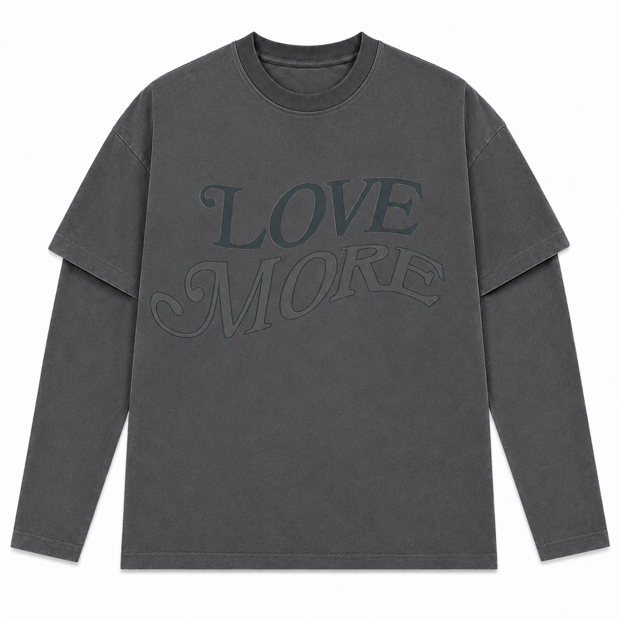 Love More Double Layer Longsleeve Dark Grey (PRE ORDER)