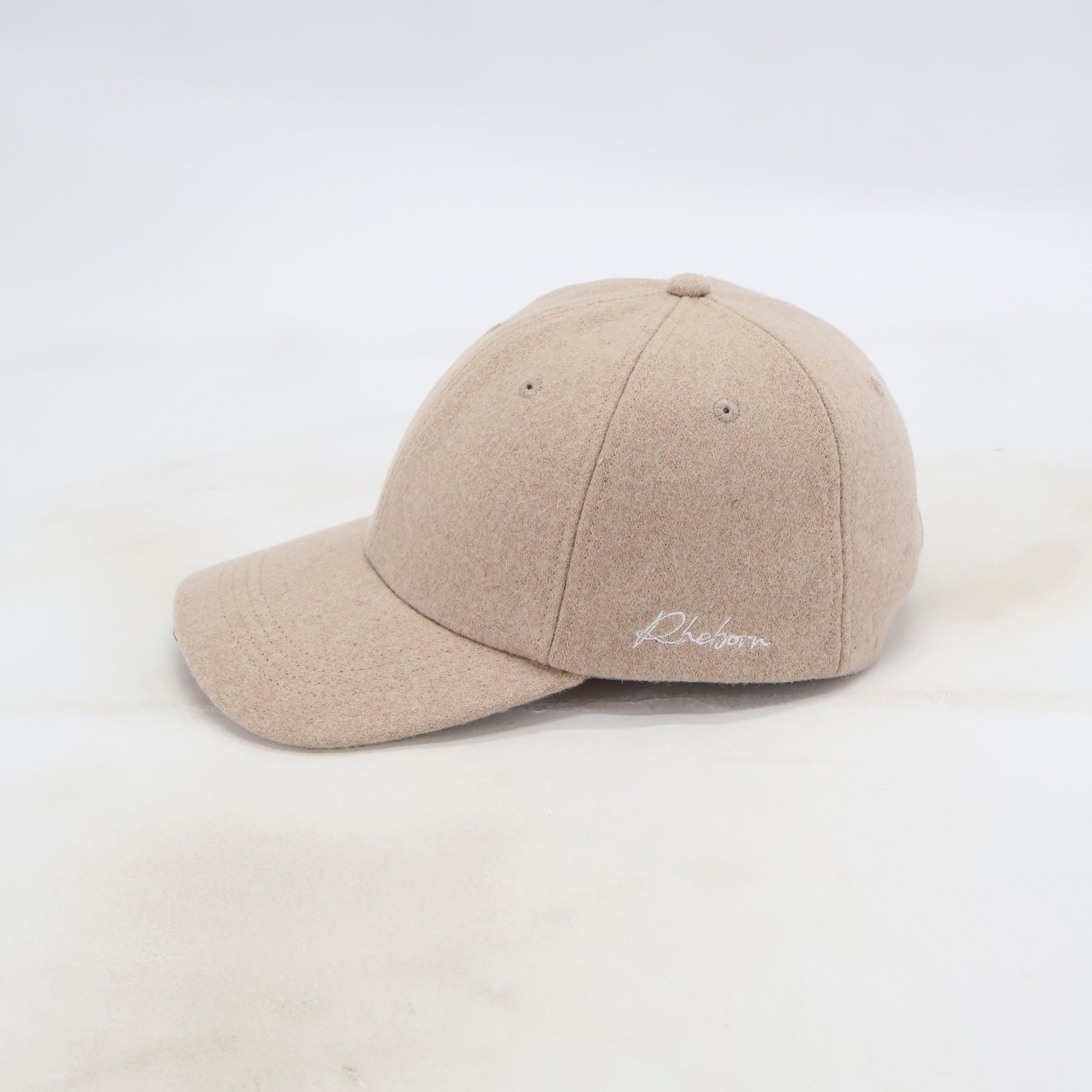 Handwritten Logo Wool Baseball Cap In Sand