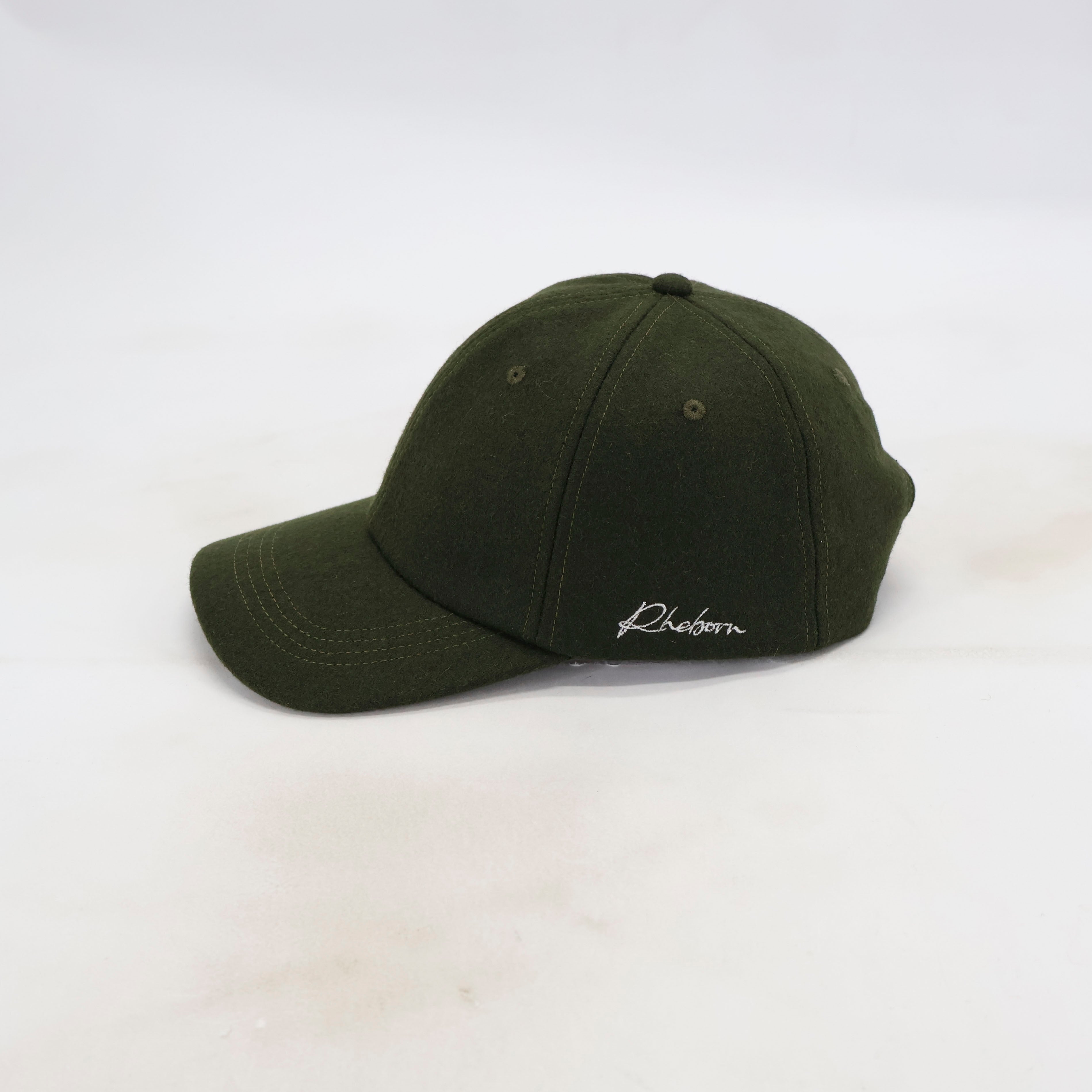 Handwritten Logo wool Baseball Cap In Dark Green (PRE ORDER)