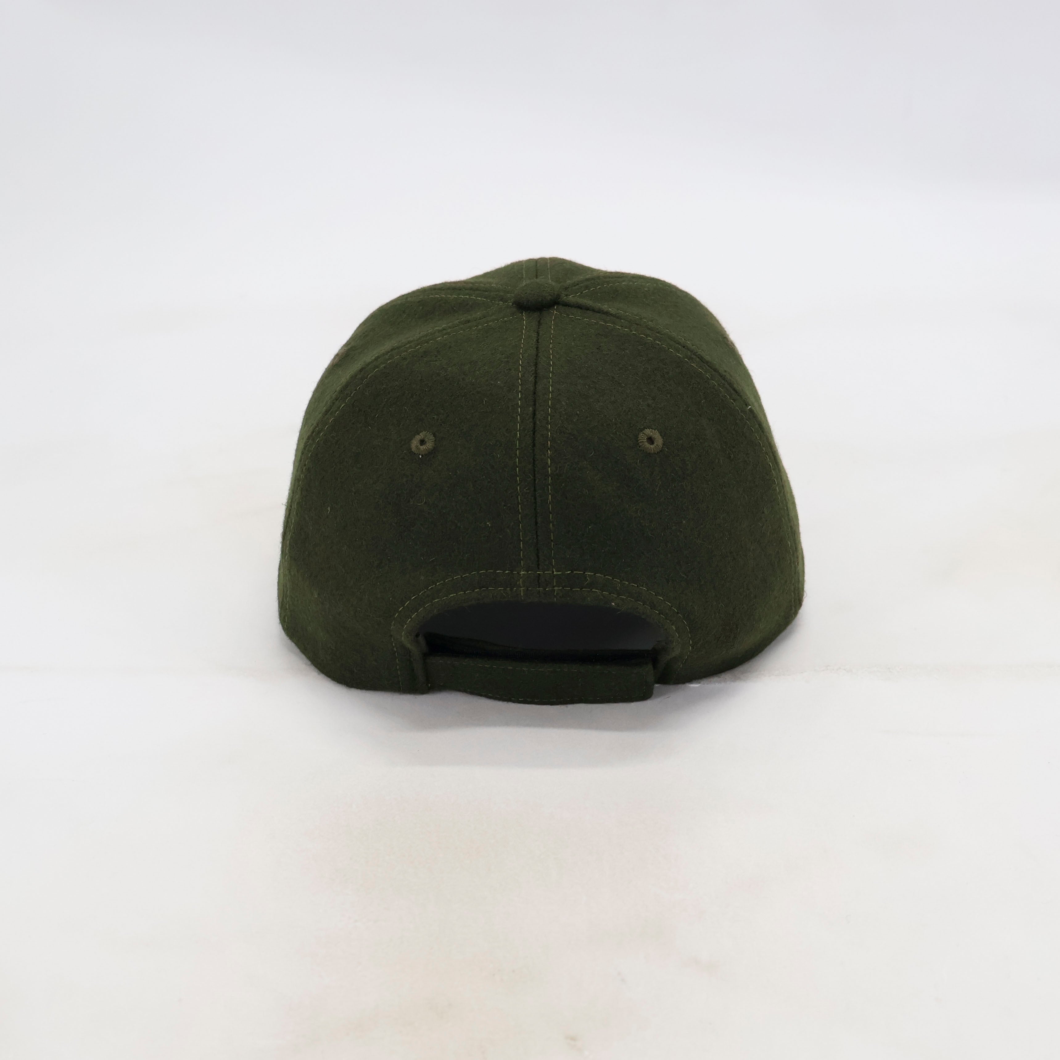 Handwritten Logo wool Baseball Cap In Dark Green (PRE ORDER)