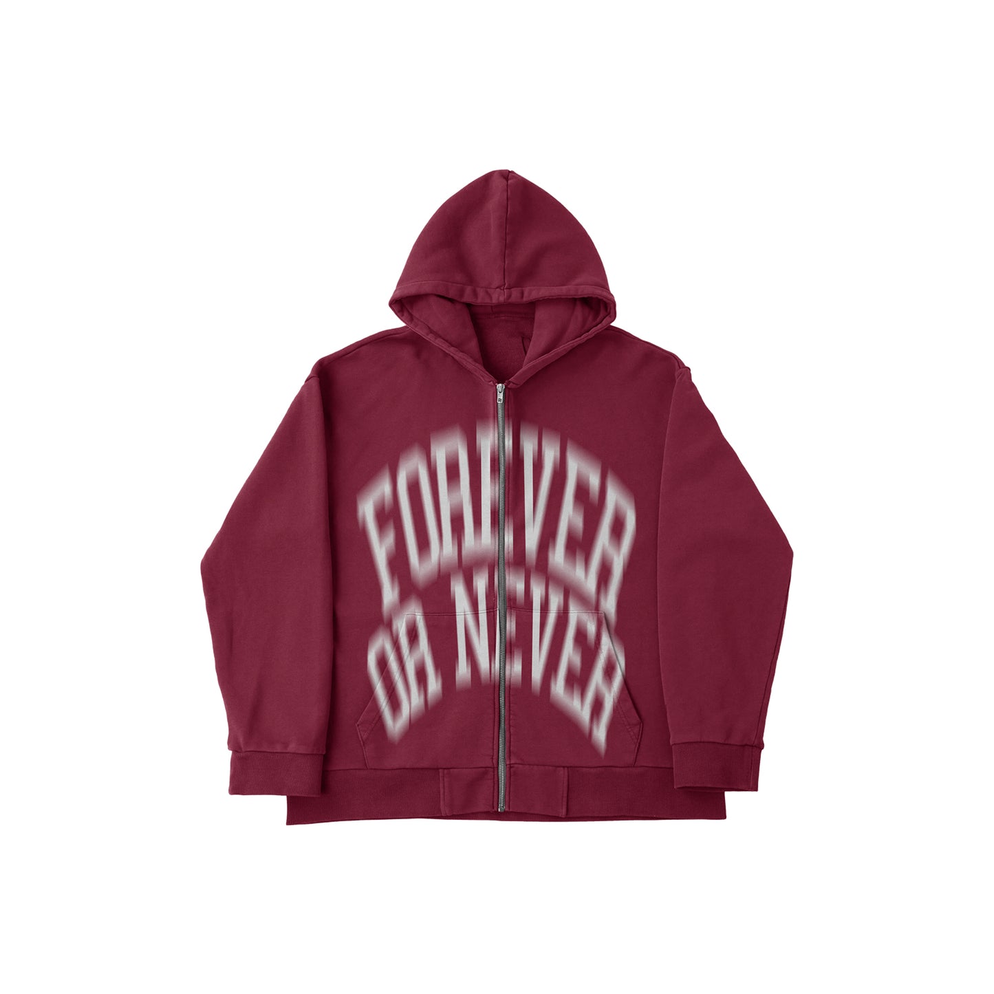 BLURRY FOREVER OR NEVER ZIP-UP HOODIE BURGUNDY (PRE ORDER)