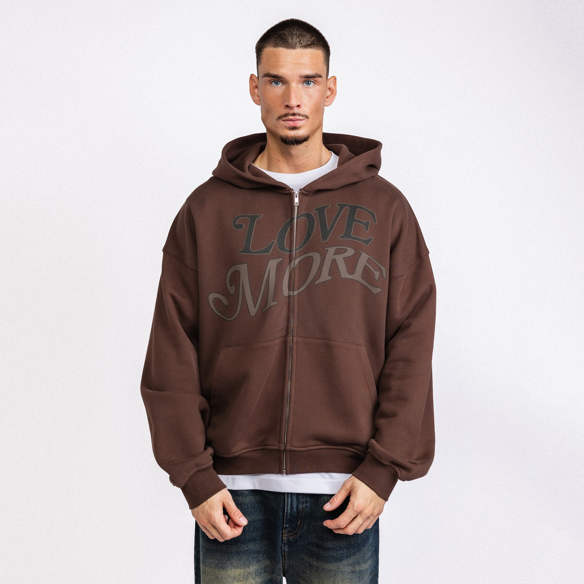 Love More Zip-Up Hoodie Dark Brown (PRE ORDER)