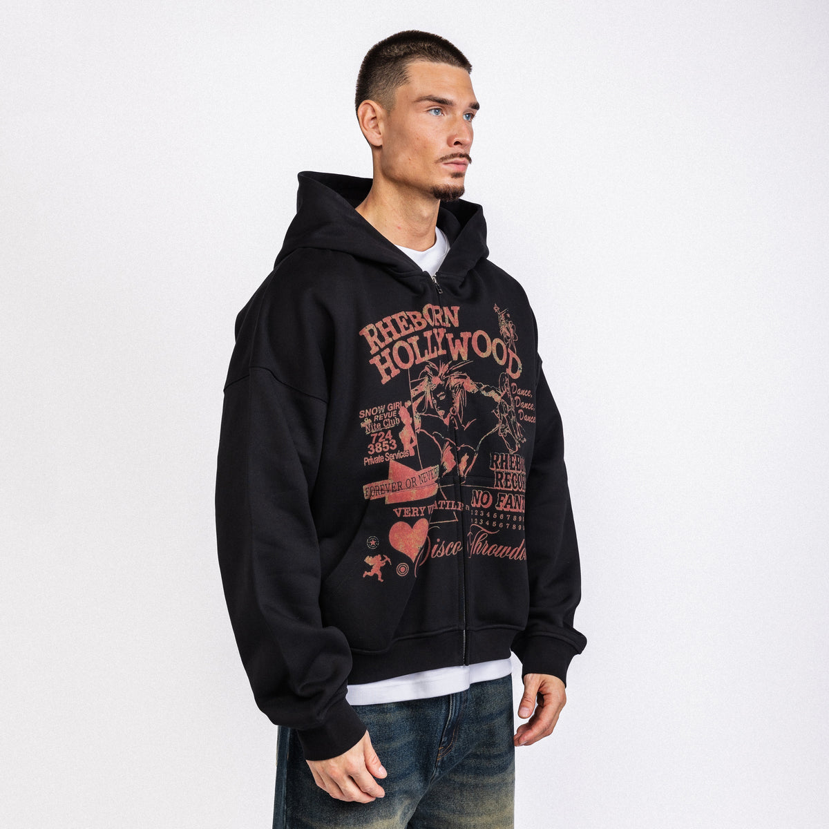 Hollywood Zip-Up Hoodie Black (PRE ORDER)