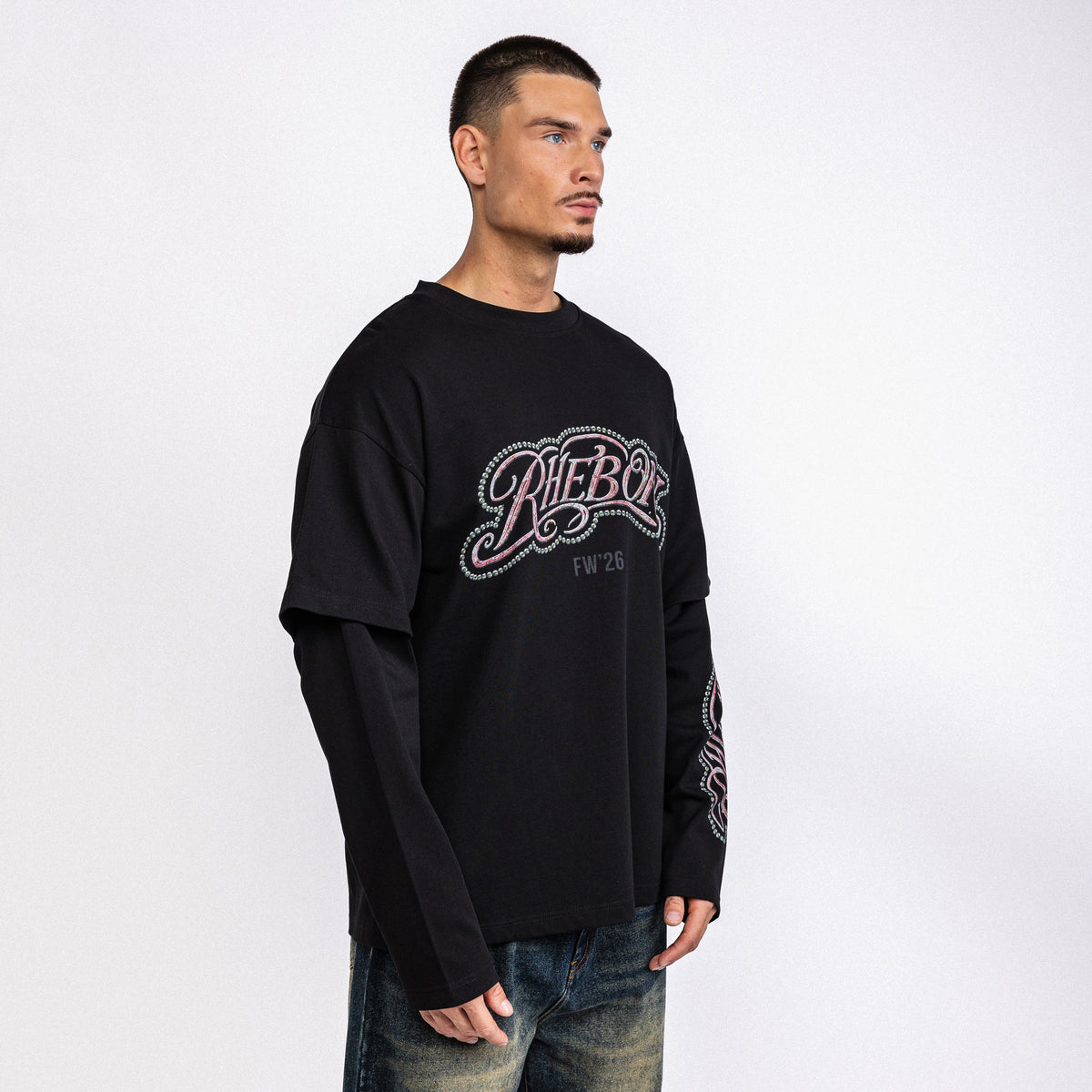 Key Logo Double Layer Longsleeve Black