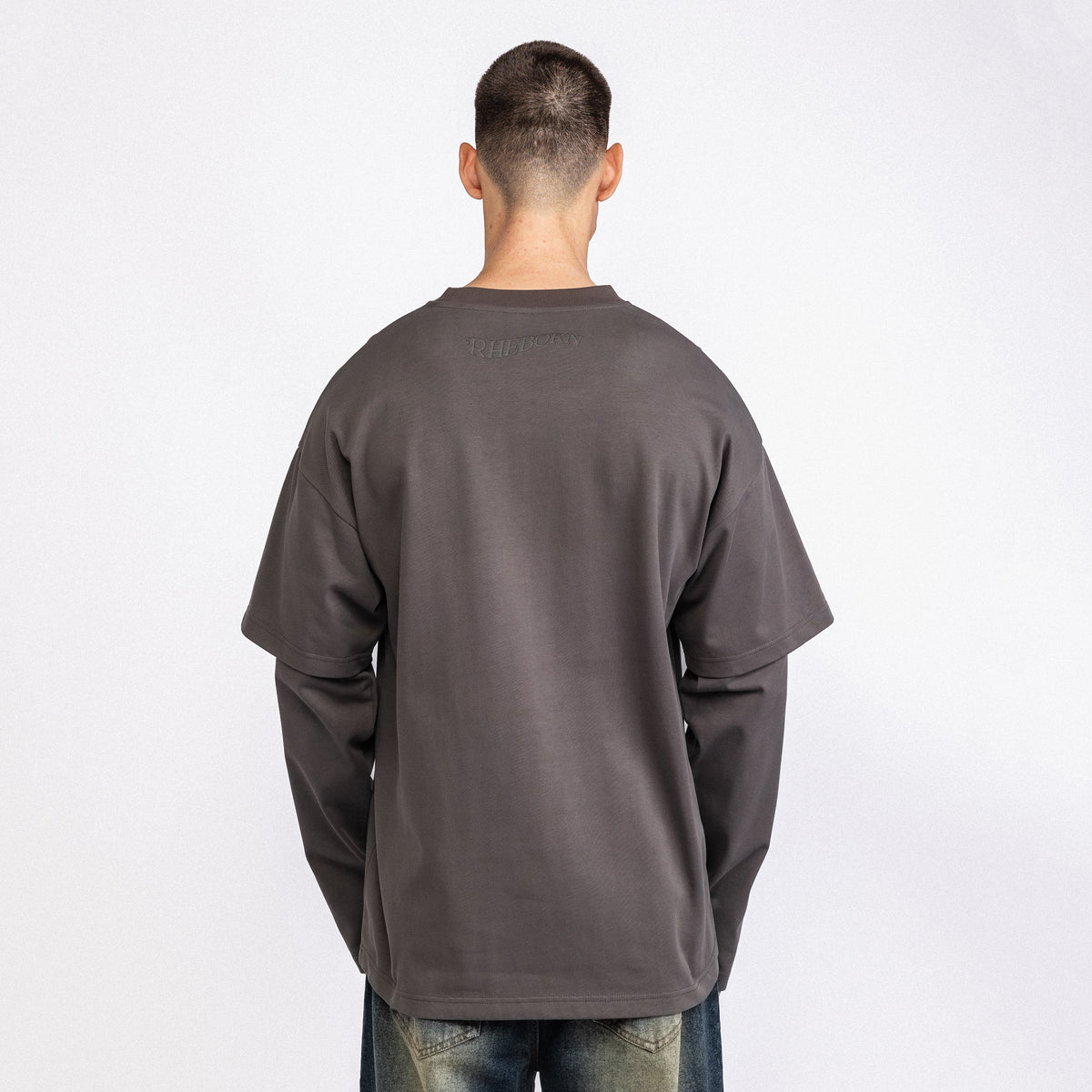 Love More Double Layer Longsleeve Dark Grey
