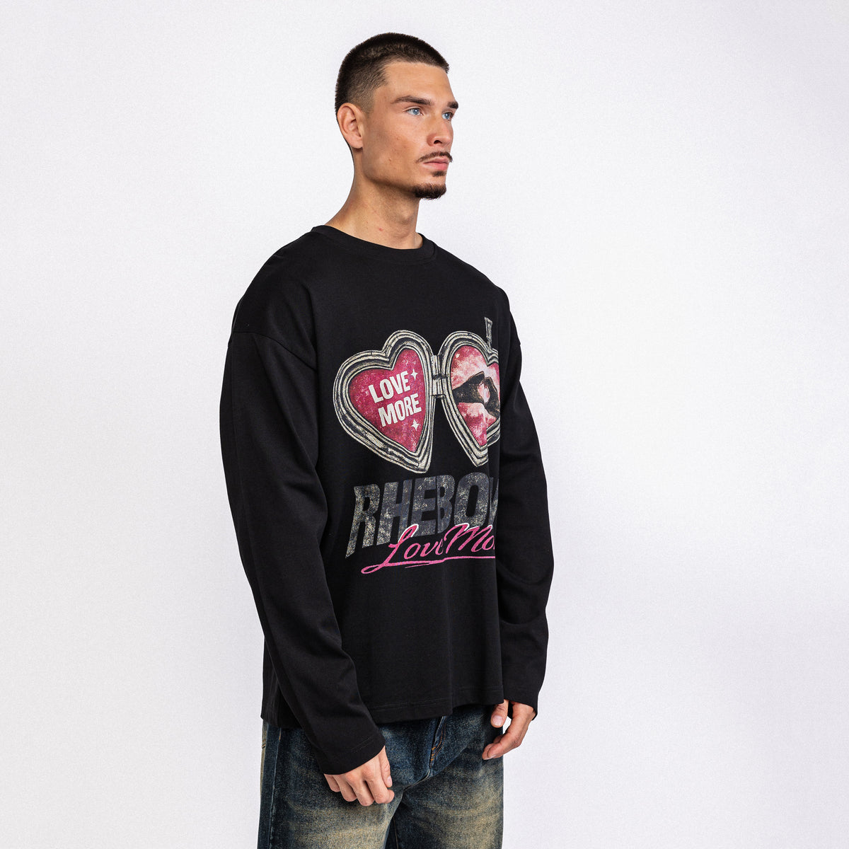 Love More Hearts Longsleeve Black