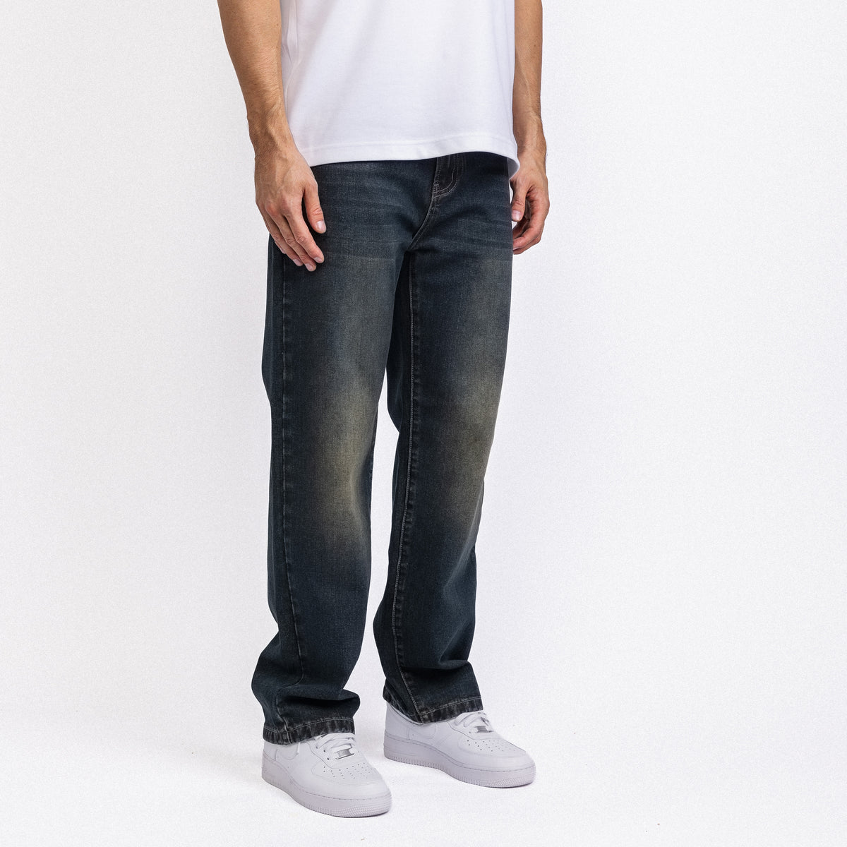 Faded Dark Blue Straight Leg Jeans (PRE ORDER)