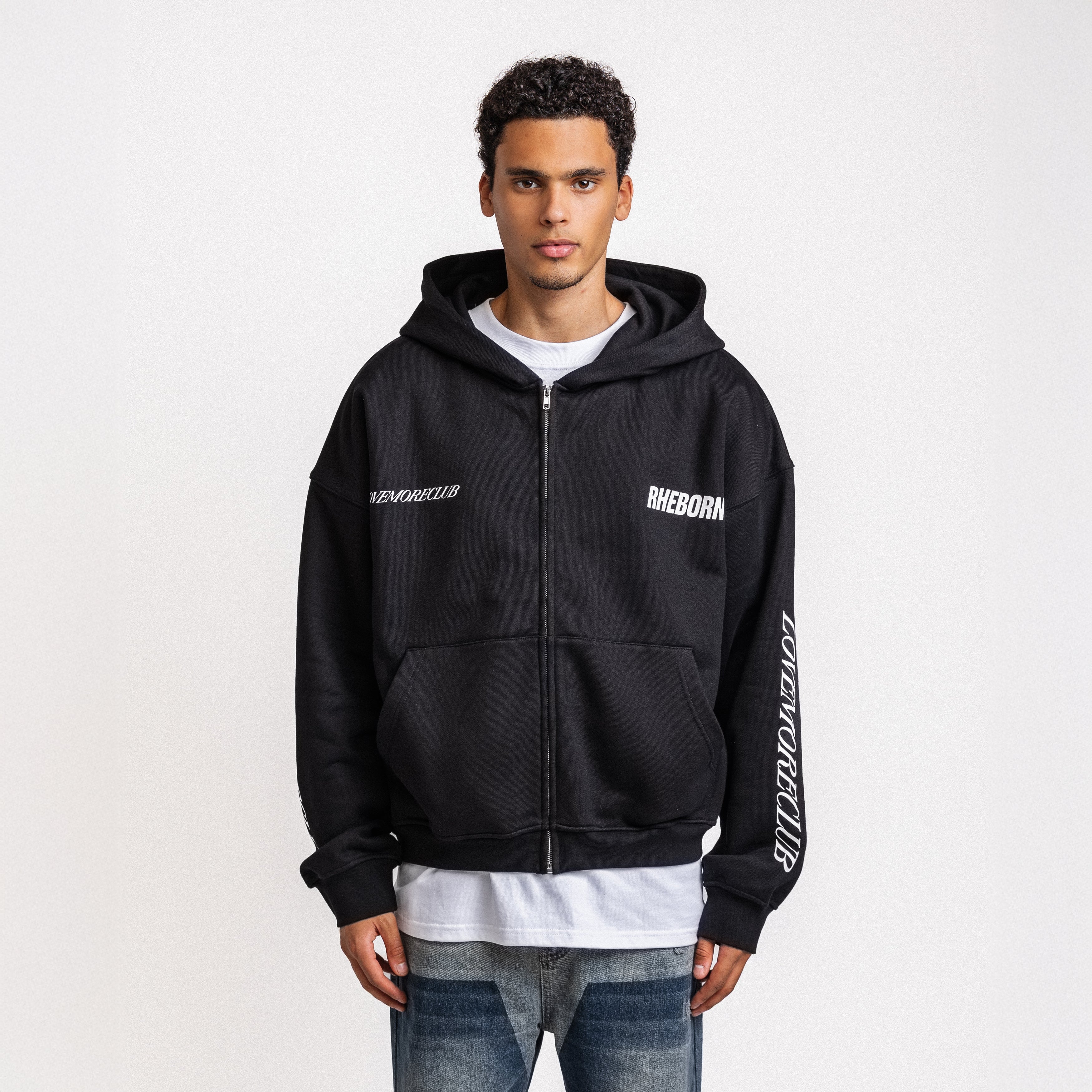 LOVE MORE CLUB ZIP-UP HOODIE BLACK