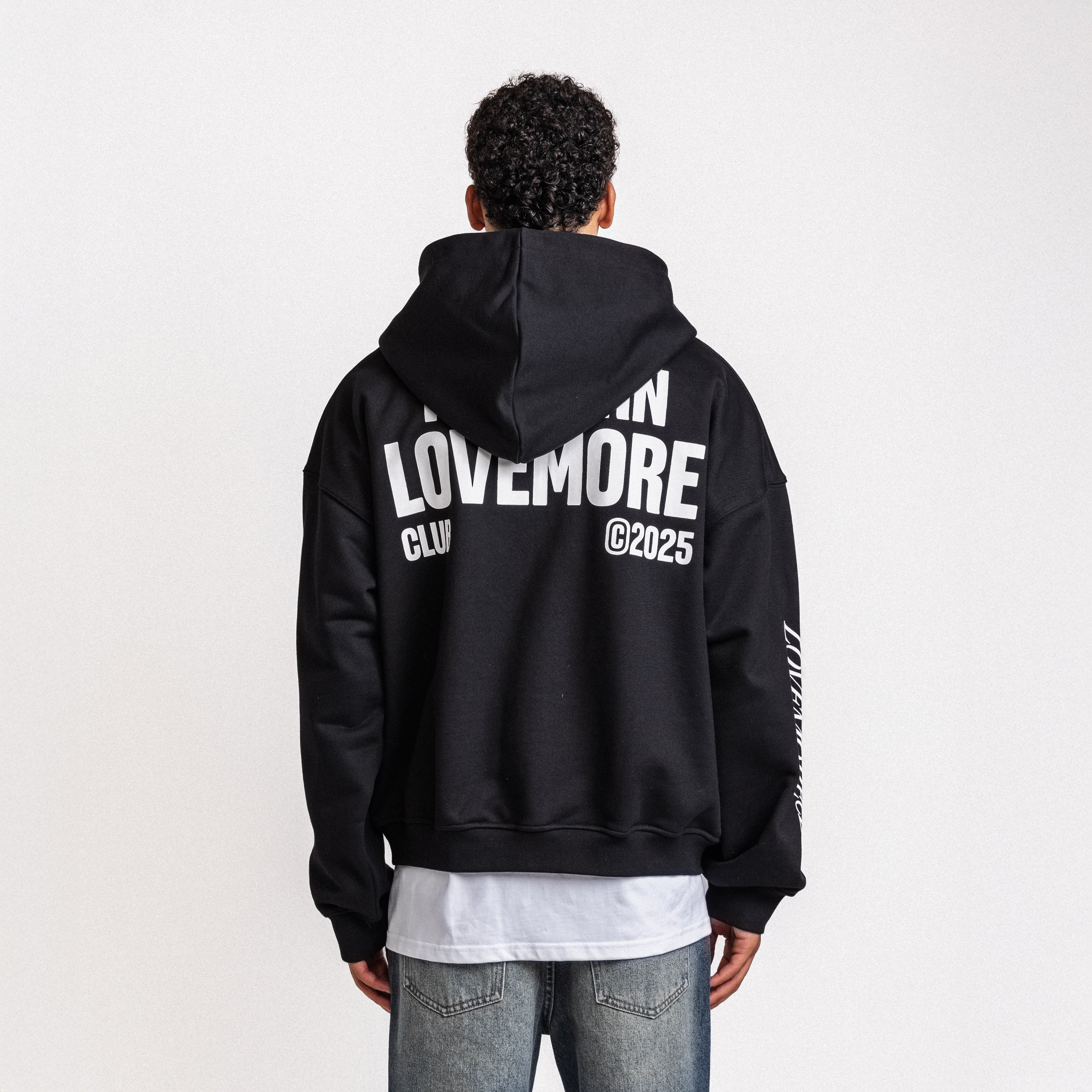 LOVE MORE CLUB ZIP-UP HOODIE BLACK
