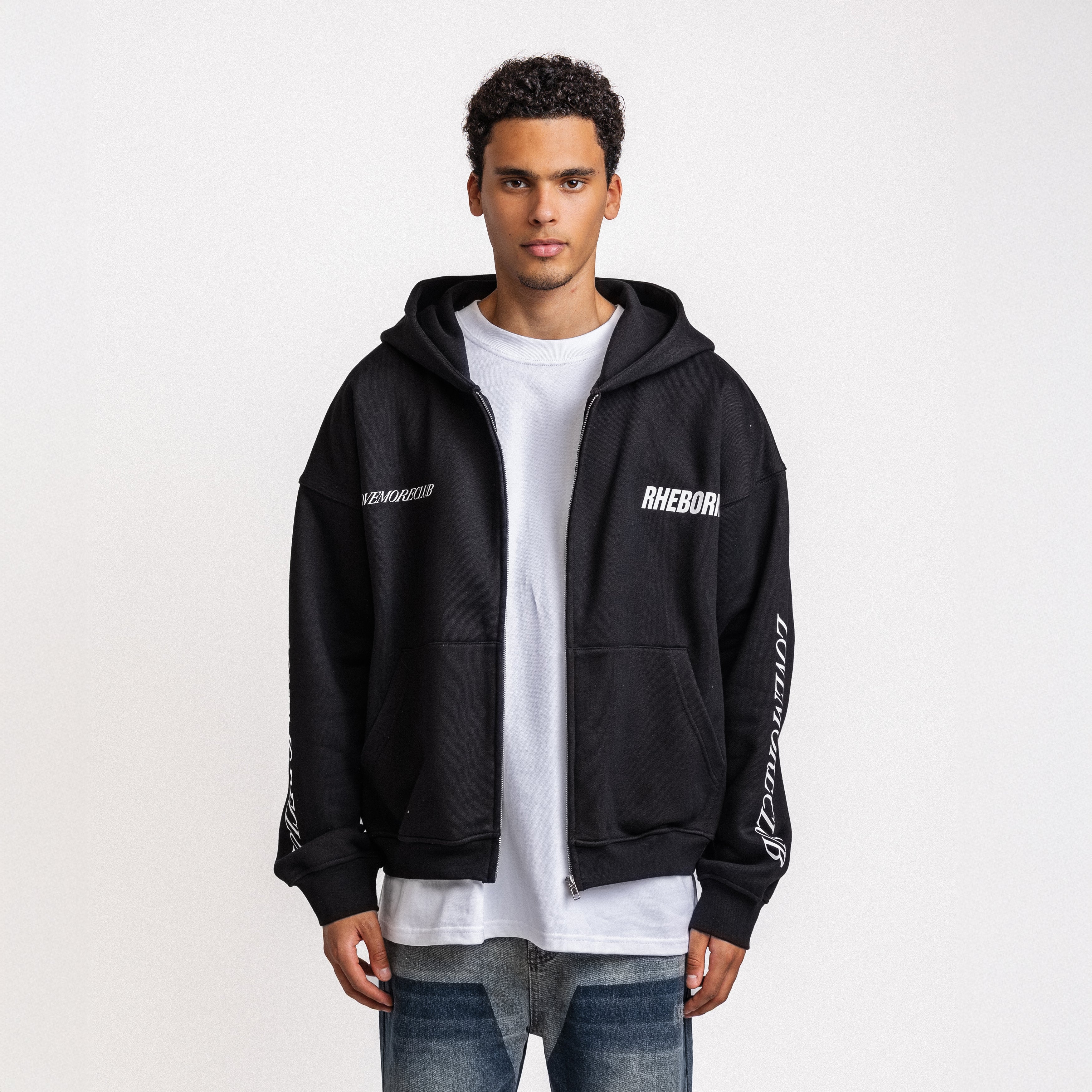 LOVE MORE CLUB ZIP-UP HOODIE BLACK