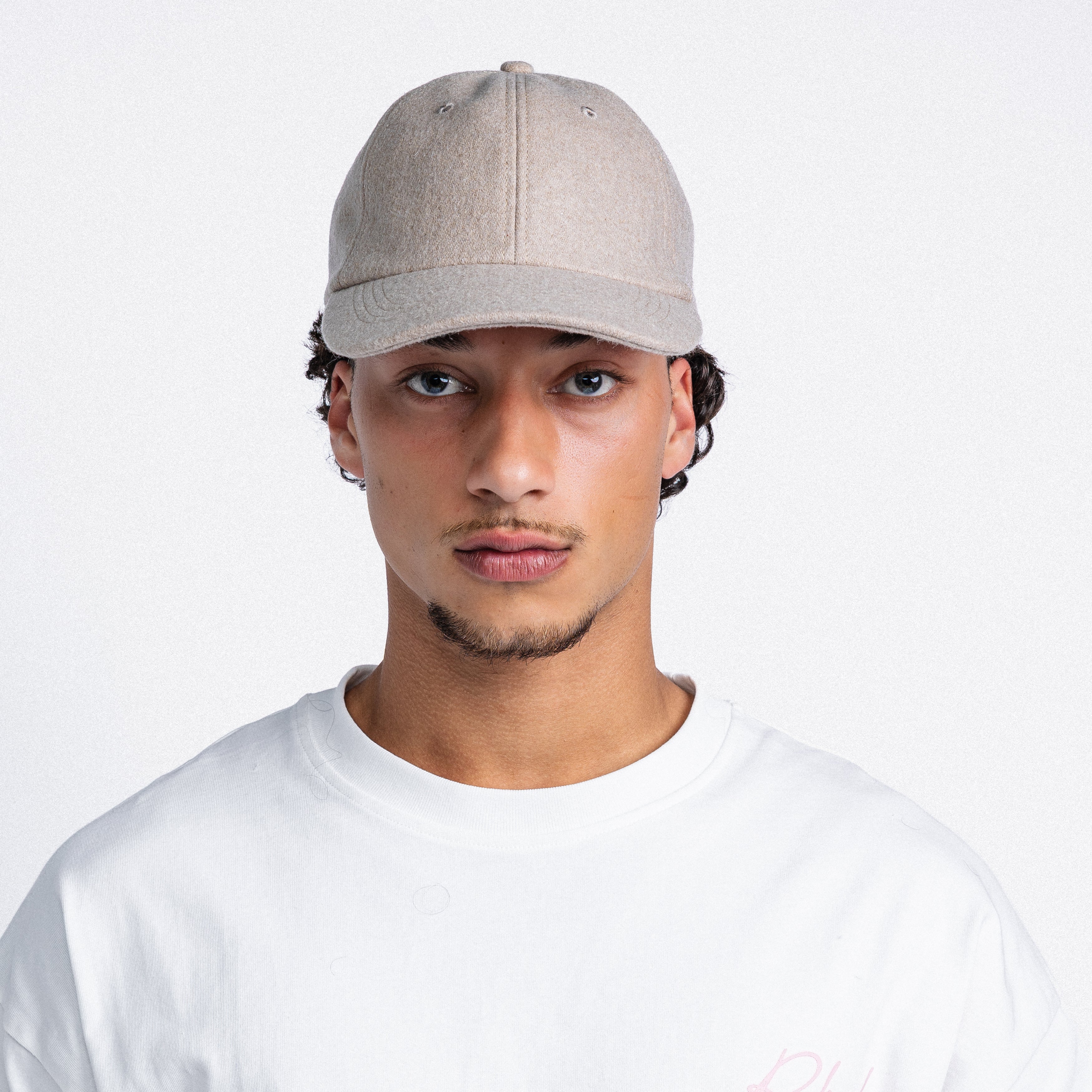 Handwritten Logo Wool Baseball Cap In Sand