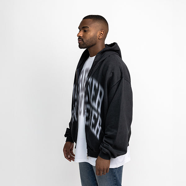 Blurry Forever or Never zip-up hoodie vintage black