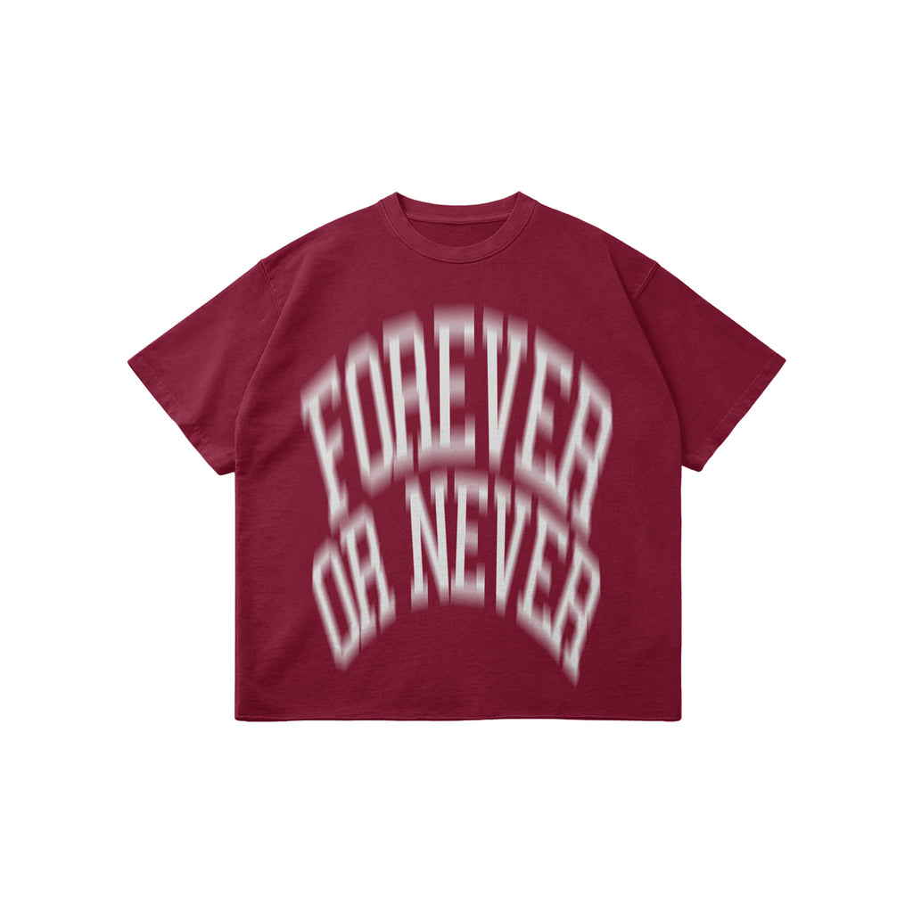 BLURRY FOREVER OR NEVER TEE BURGUNDY - WHITE