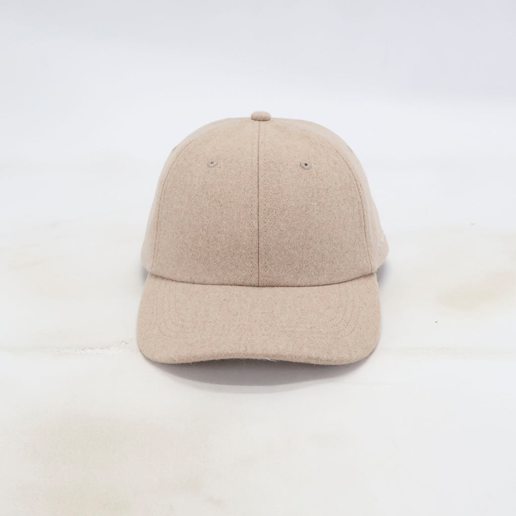 Handwritten logo wool baseball cap in Sand (PRE ORDER)