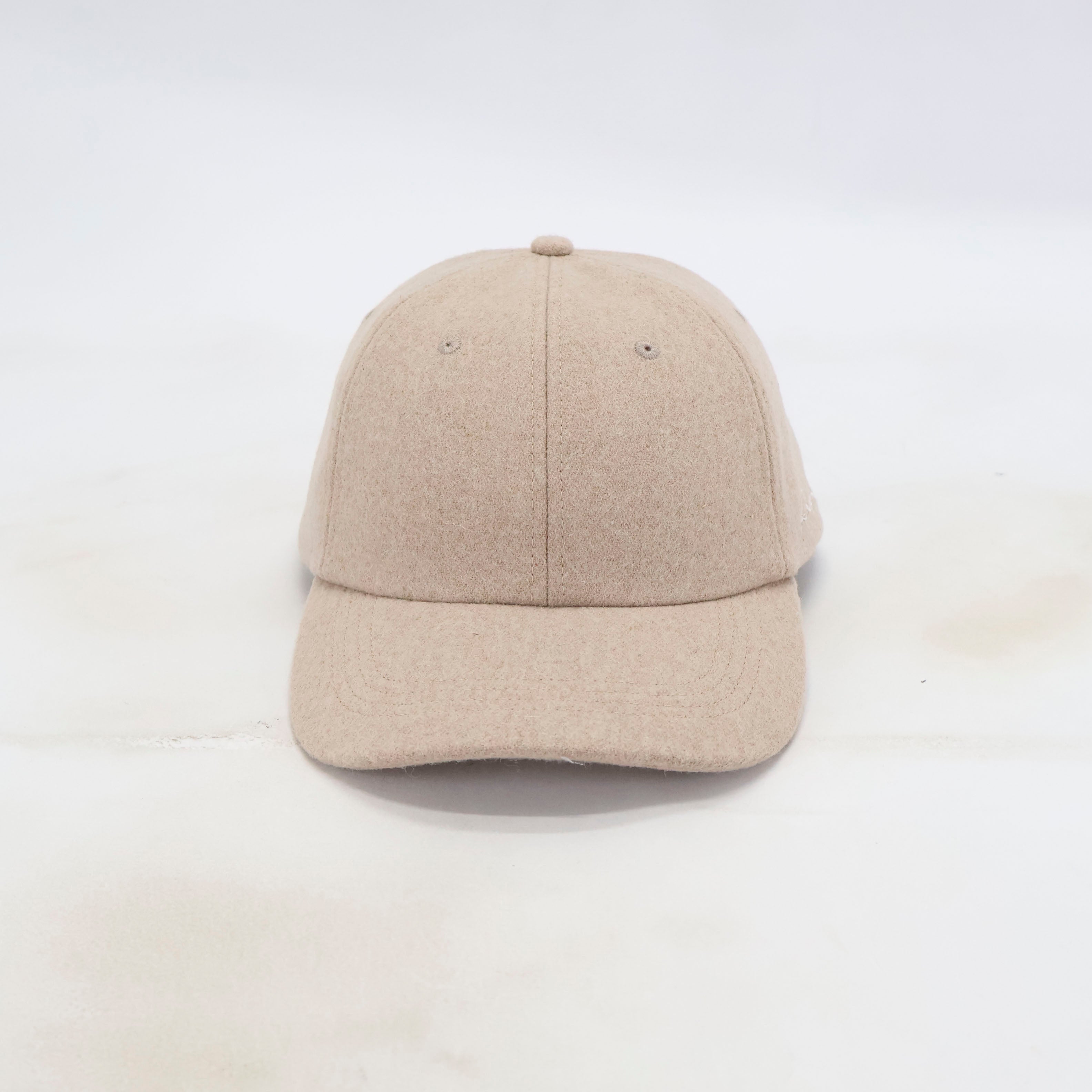 Handwritten logo wool baseball cap in Sand (PRE ORDER)
