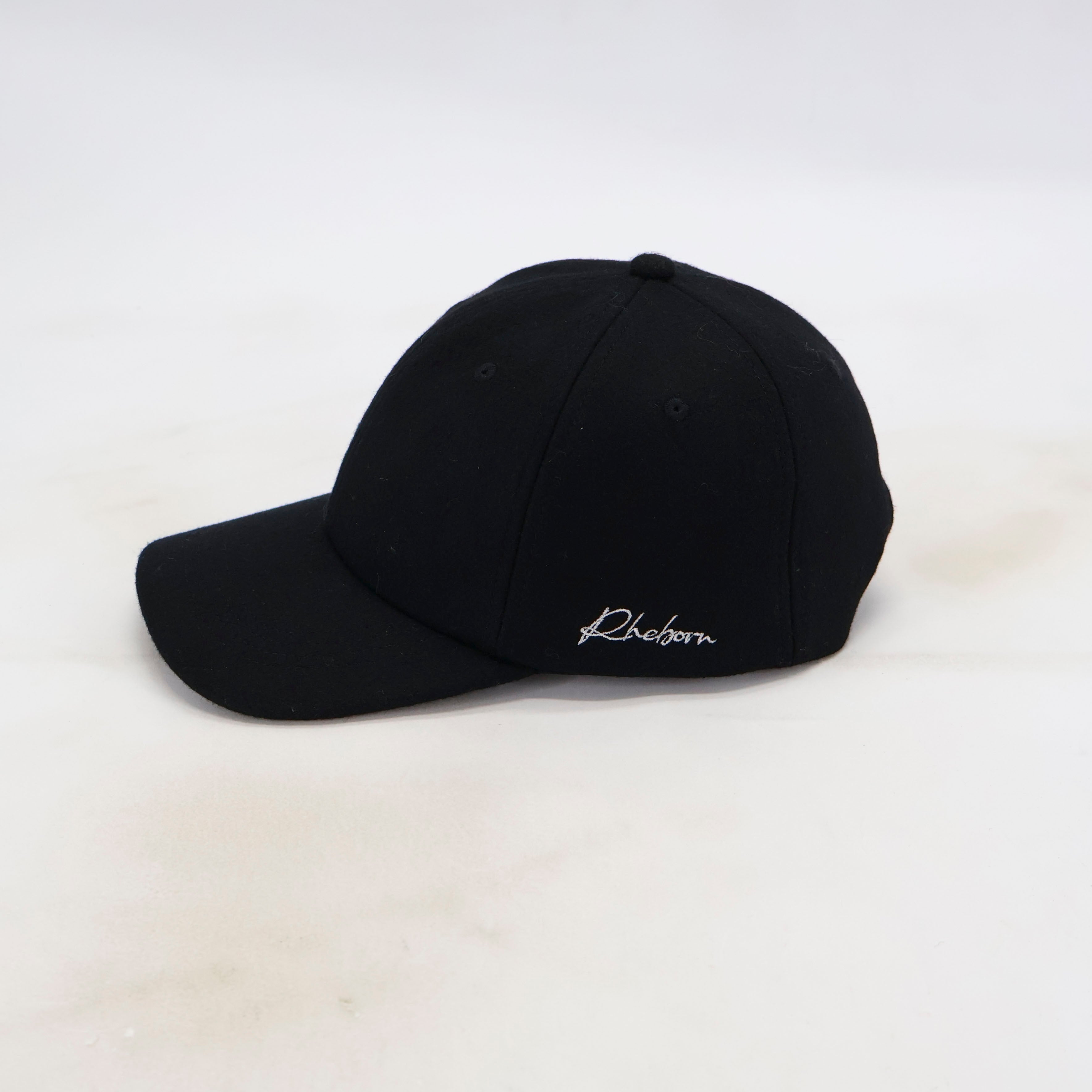 Handwritten logo wool baseball cap in Black (PRE ORDER)