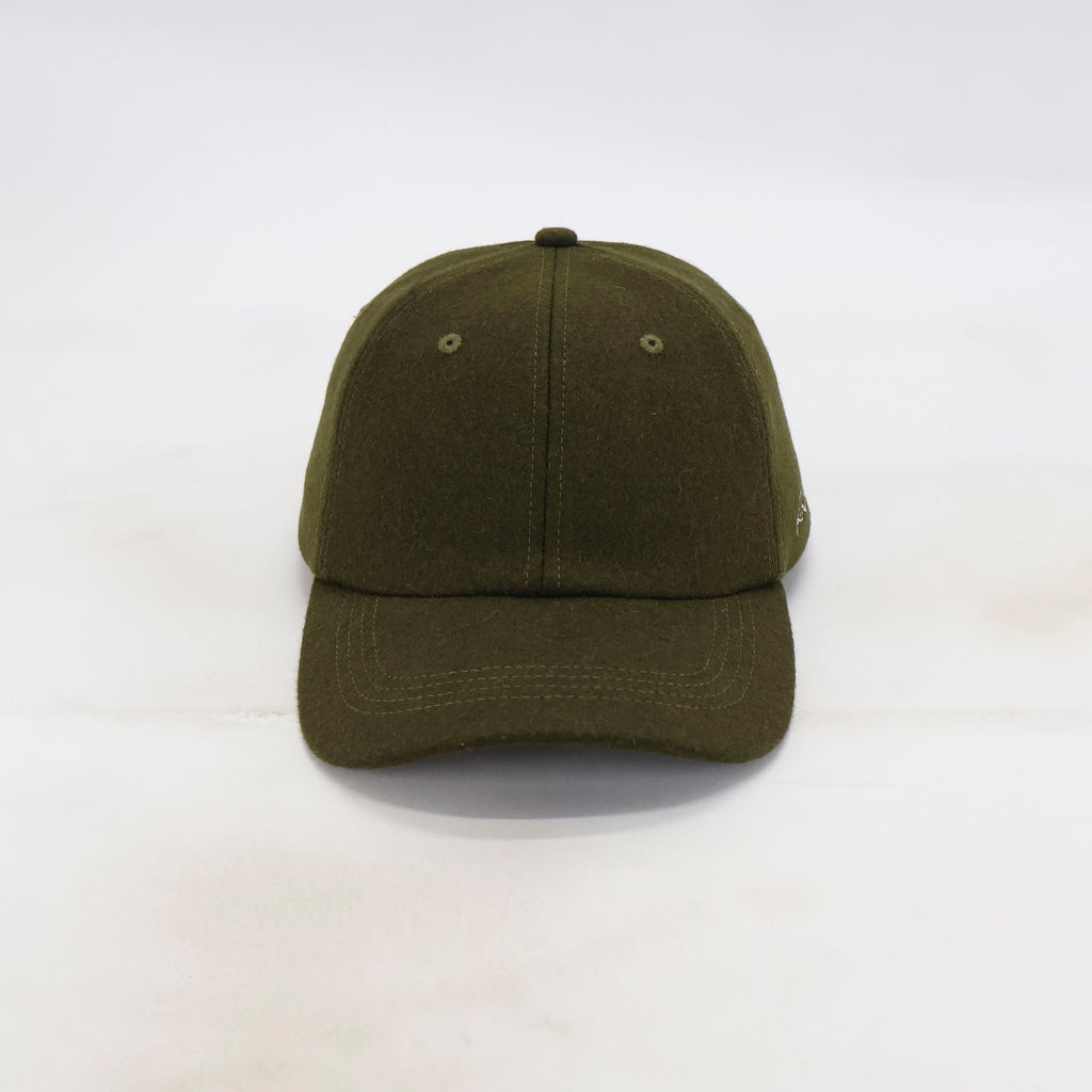 Handwritten logo wool baseball cap in Army Green (PRE ORDER)