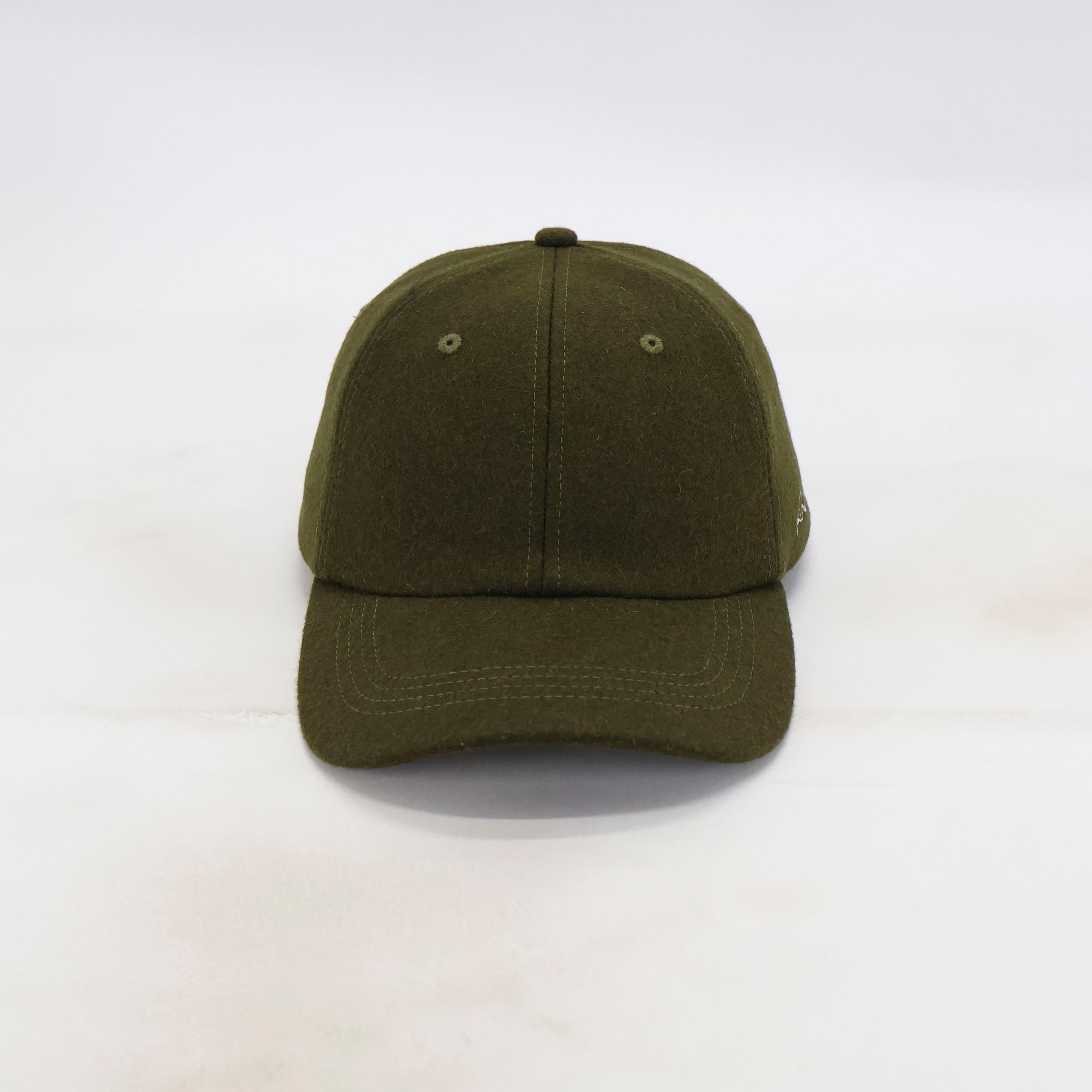 Handwritten logo wool baseball cap in Army Green (PRE ORDER)