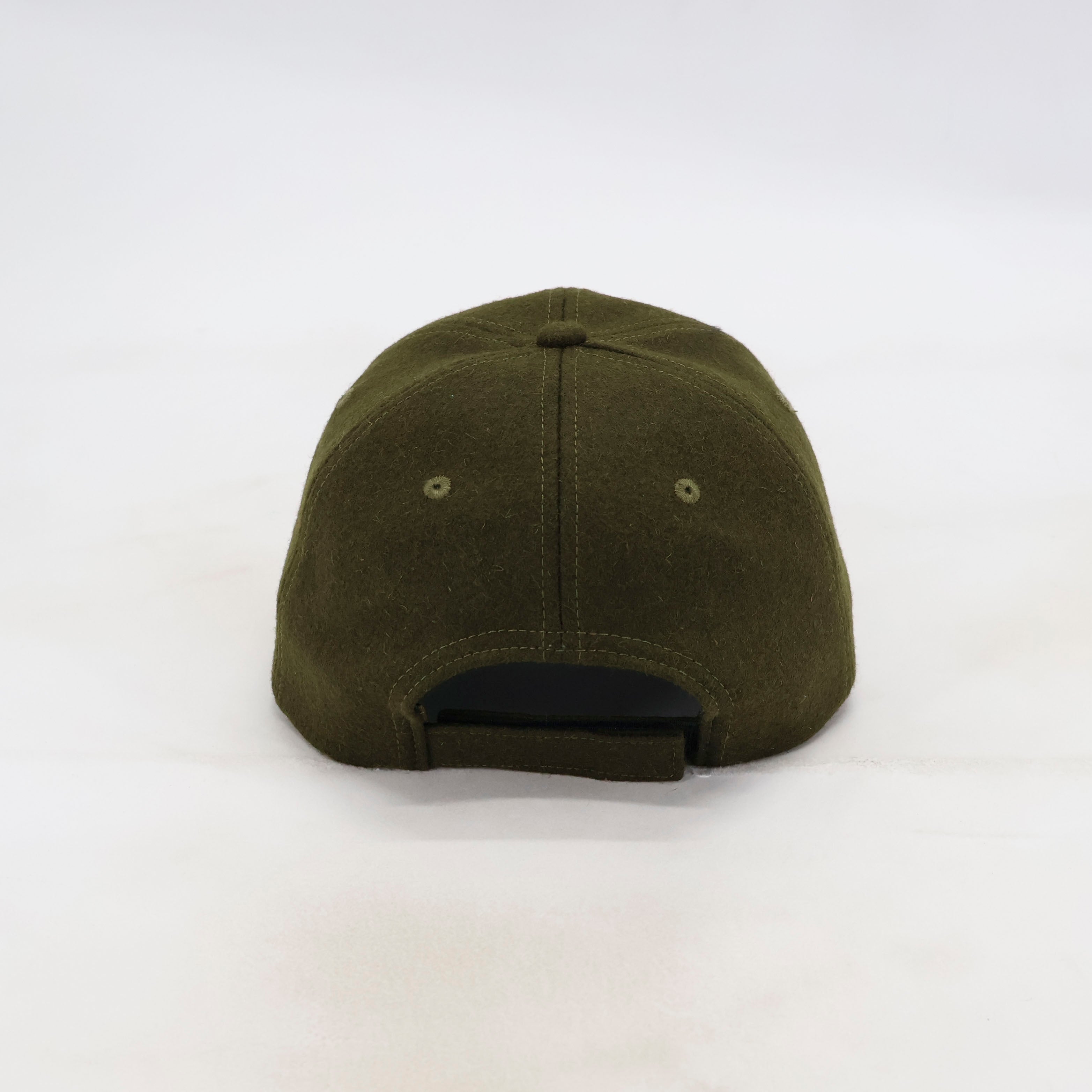 Handwritten logo wool baseball cap in Army Green (PRE ORDER)