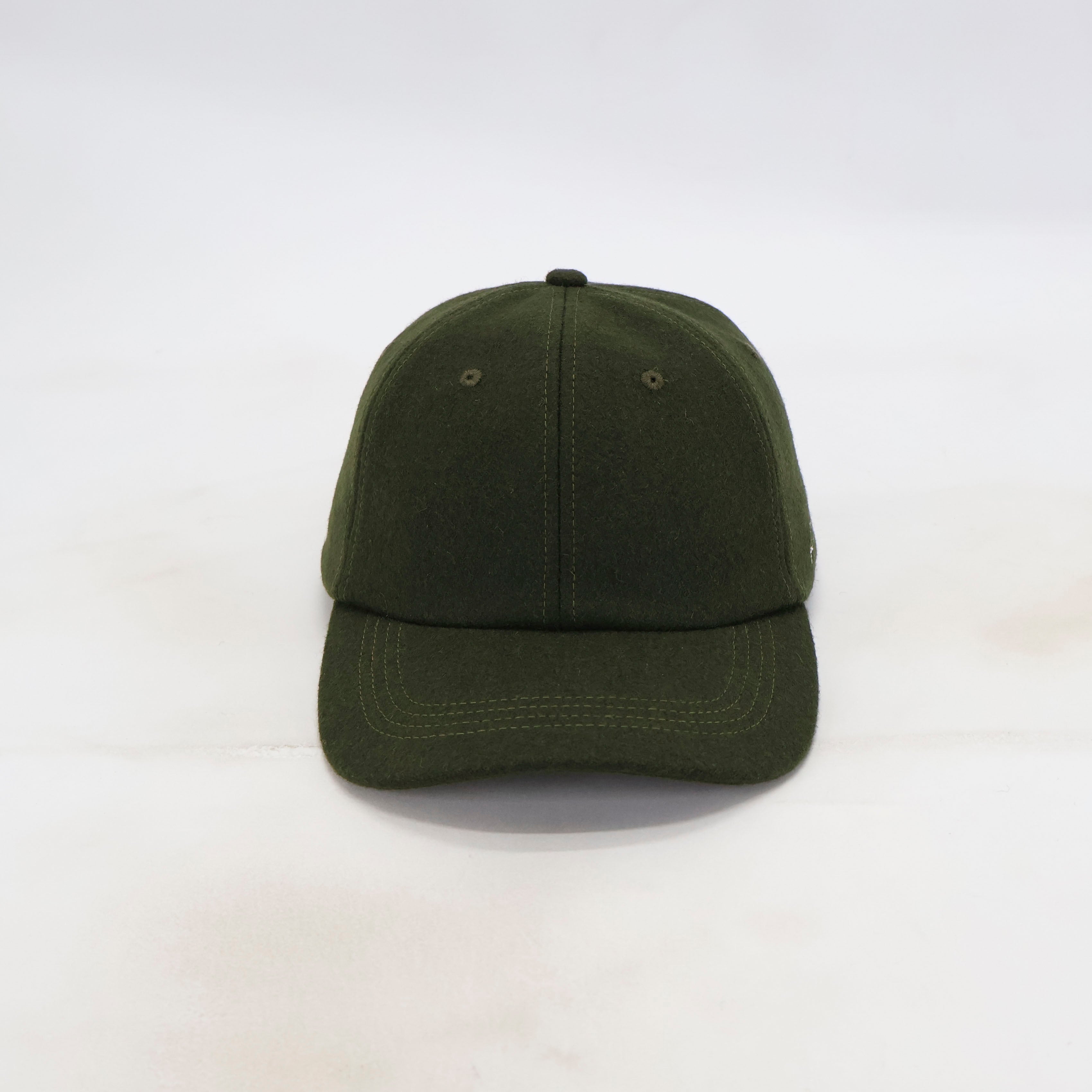 Handwritten Logo wool Baseball Cap In Dark Green (PRE ORDER)