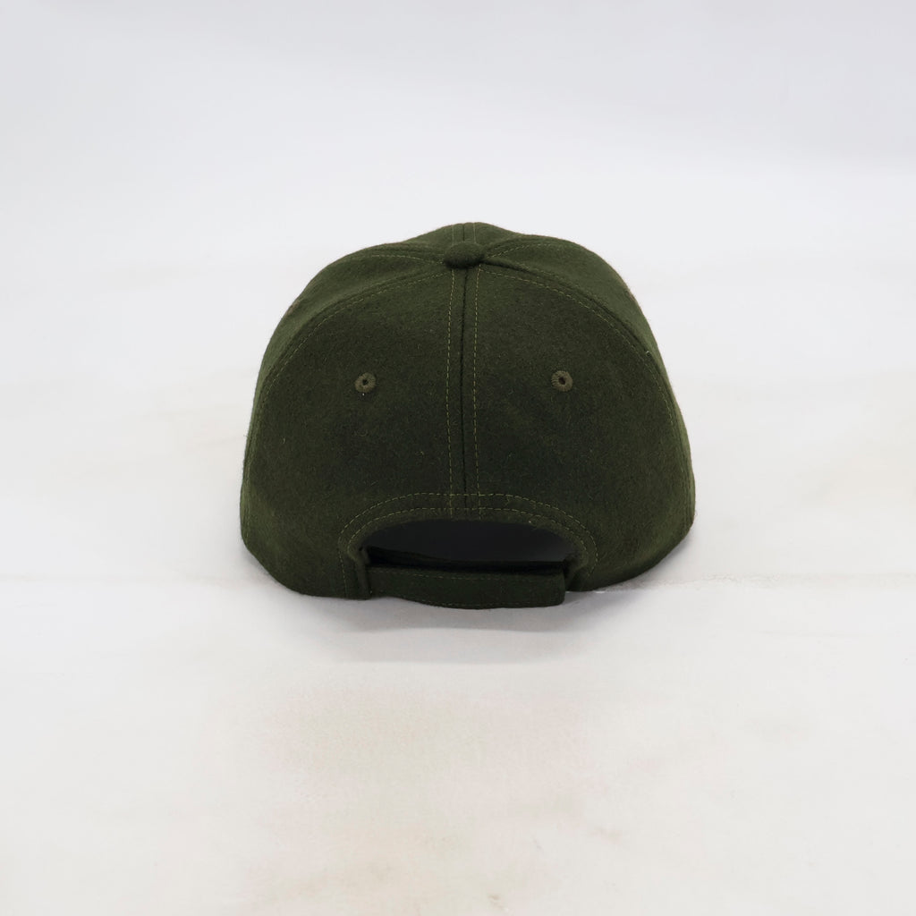 Handwritten Logo wool Baseball Cap In Dark Green (PRE ORDER)