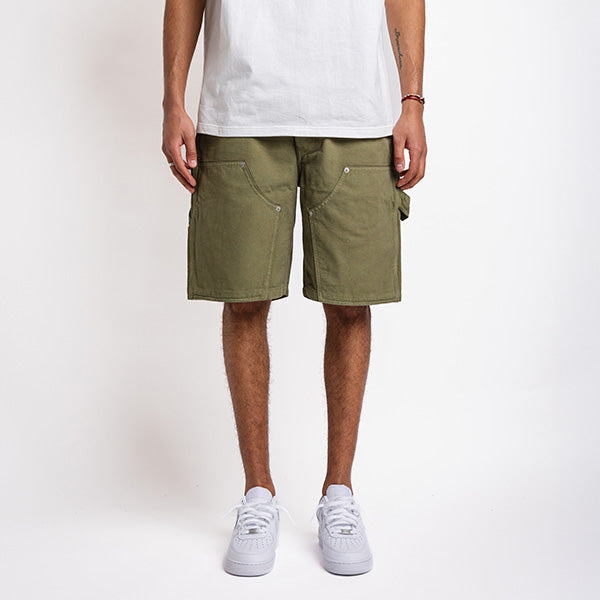 Army green denim carpenter short