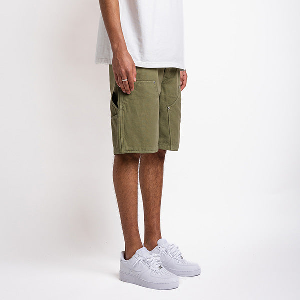 Army green denim carpenter short
