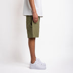 Army green denim carpenter short