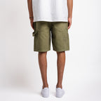 Army green denim carpenter short
