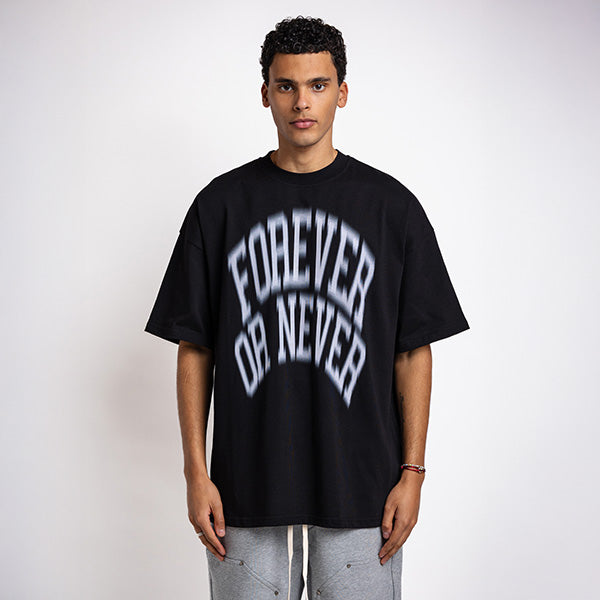 Blurry Forever or Never tee Black - White