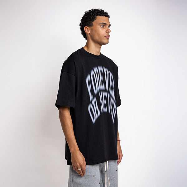 Blurry Forever or Never tee Black - White