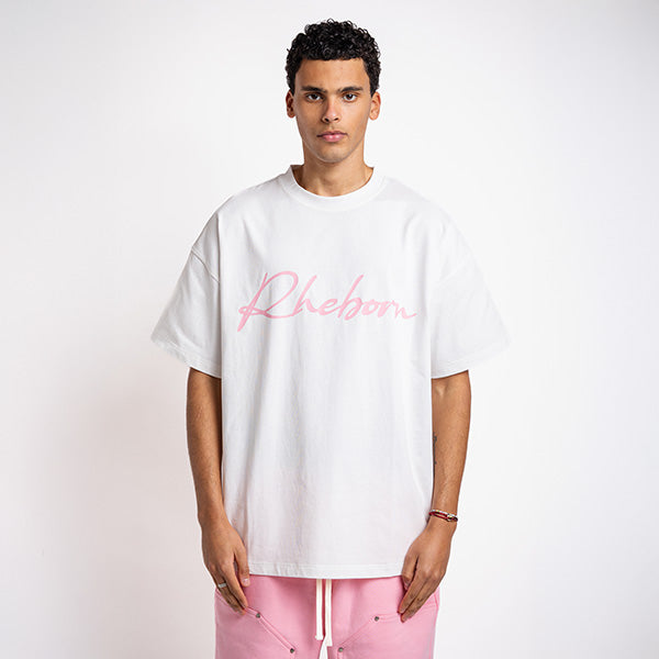 Handwritten logo tee pink