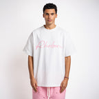 Handwritten logo tee pink