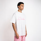 Handwritten logo tee pink