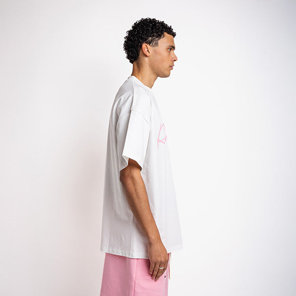 Handwritten logo tee pink