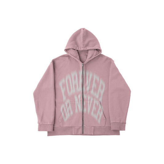BLURRY FOREVER OR NEVER ZIP-UP HOODIE PINK (PRE ORDER)