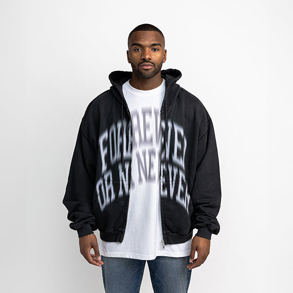 Blurry Forever or Never zip-up hoodie vintage black