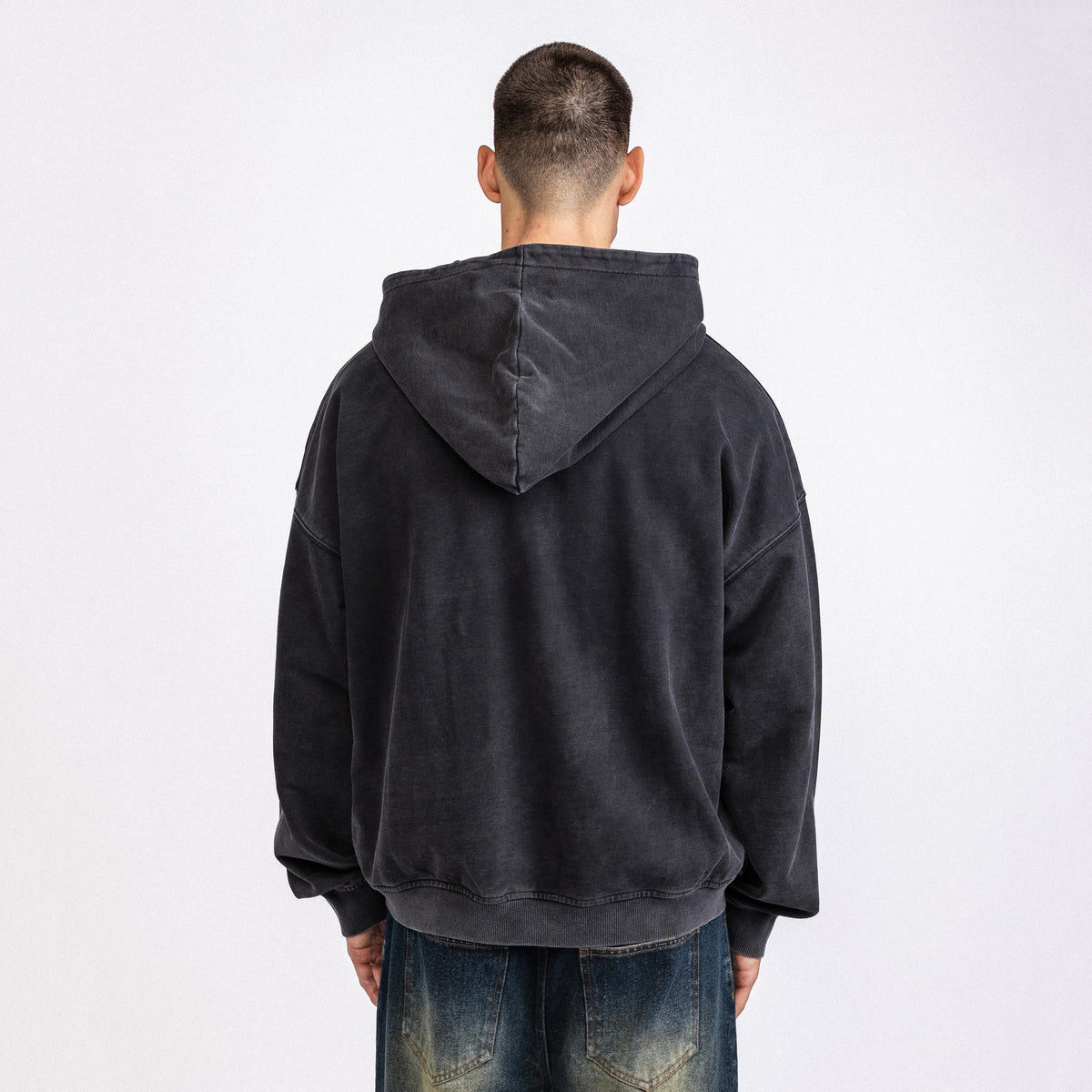 Love More Hearts Zip-Up Hoodie Vintage Black