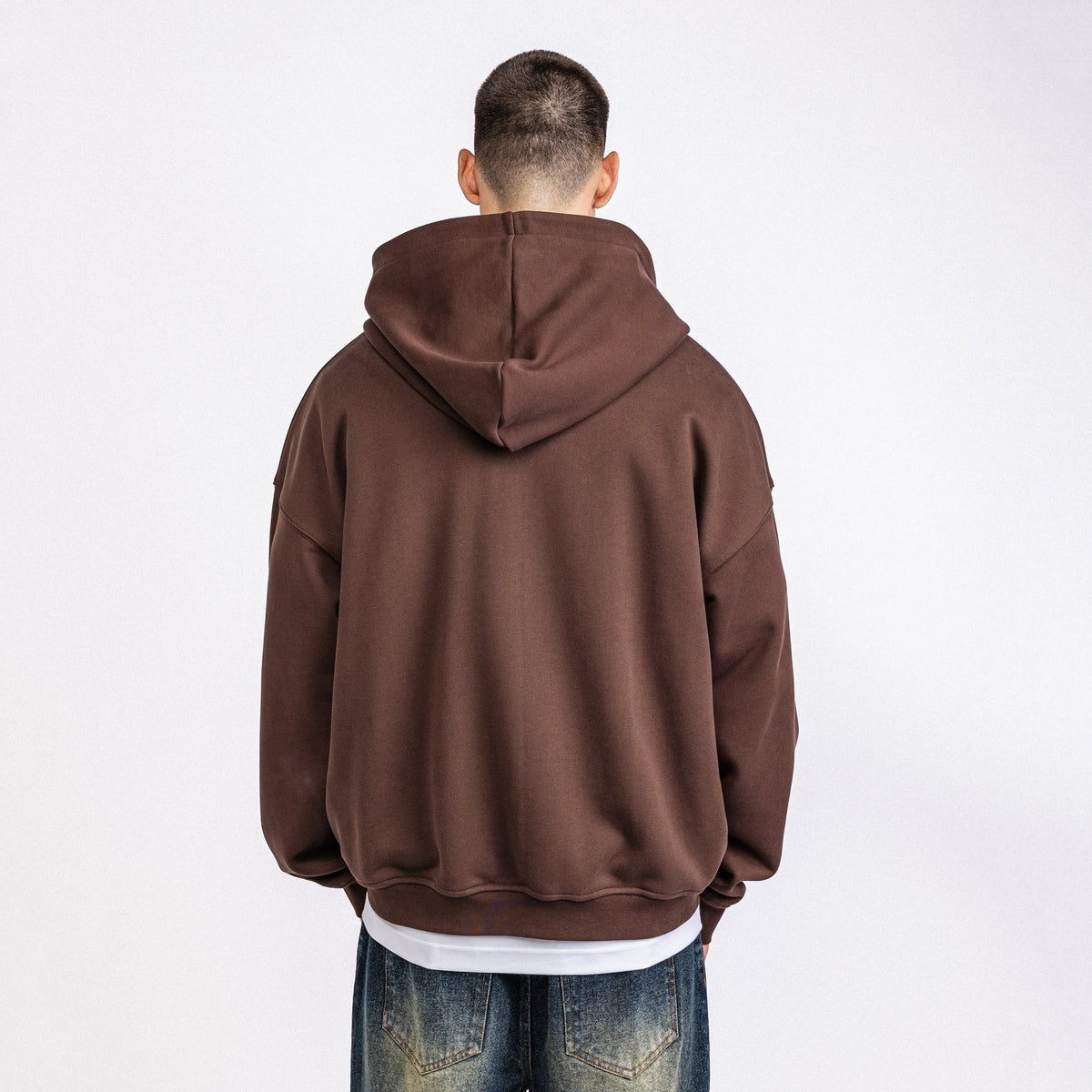 Love More Zip-Up Hoodie Dark Brown