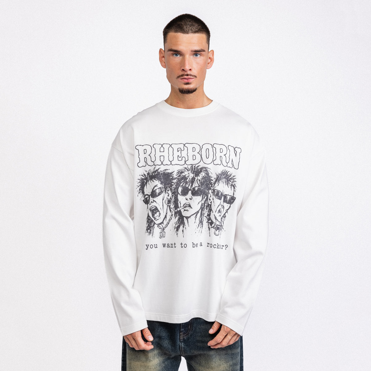 Rockstar Double Layer Longsleeve White