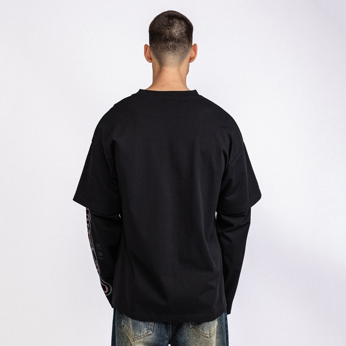 Key Logo Double Layer Longsleeve Black
