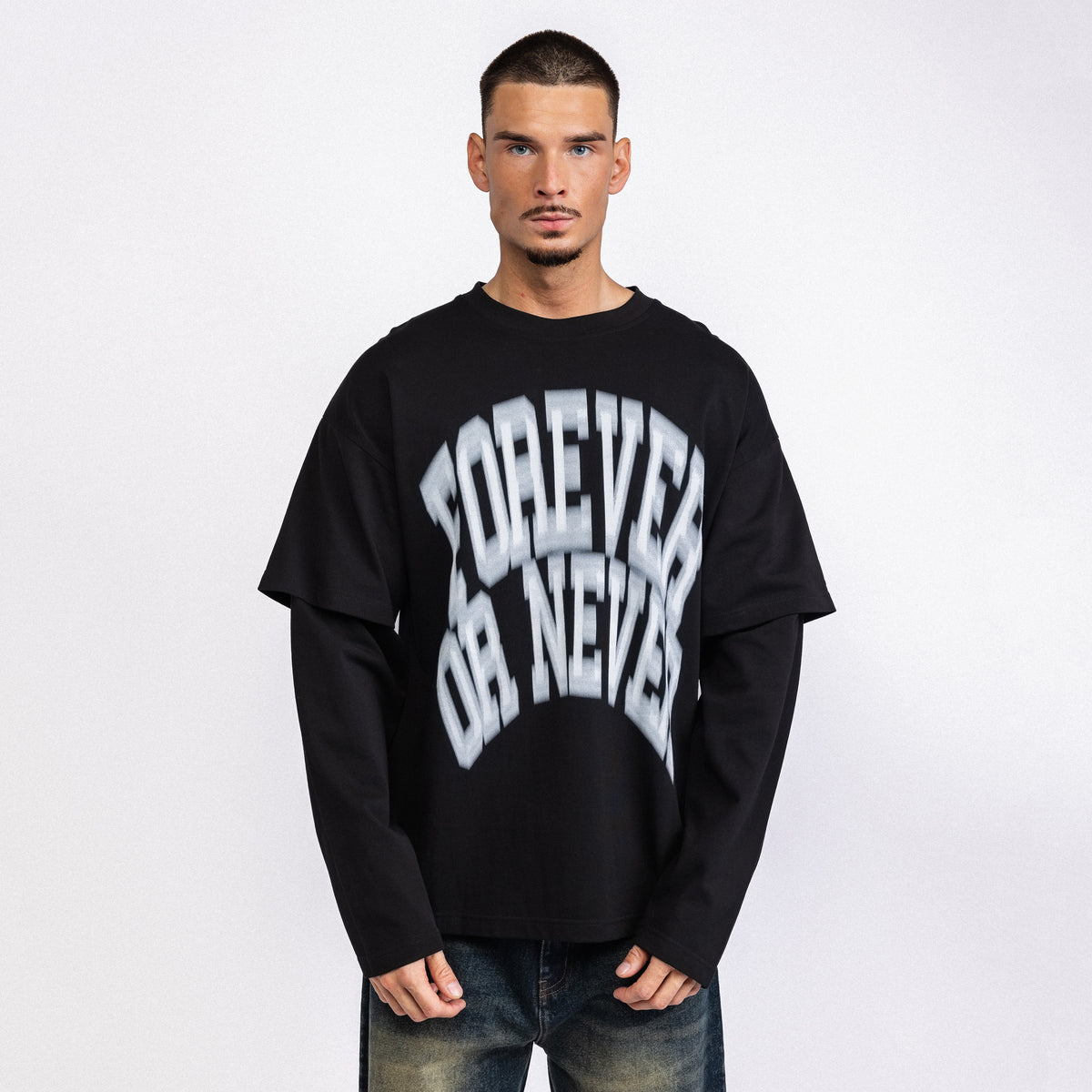 Forever Or Never Double Layer Longsleeve Black