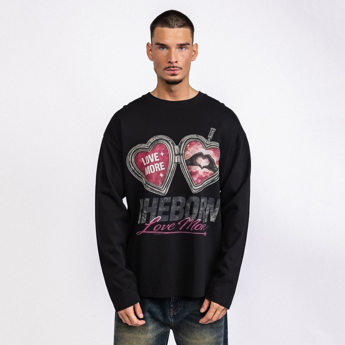 Love More Hearts Longsleeve Black