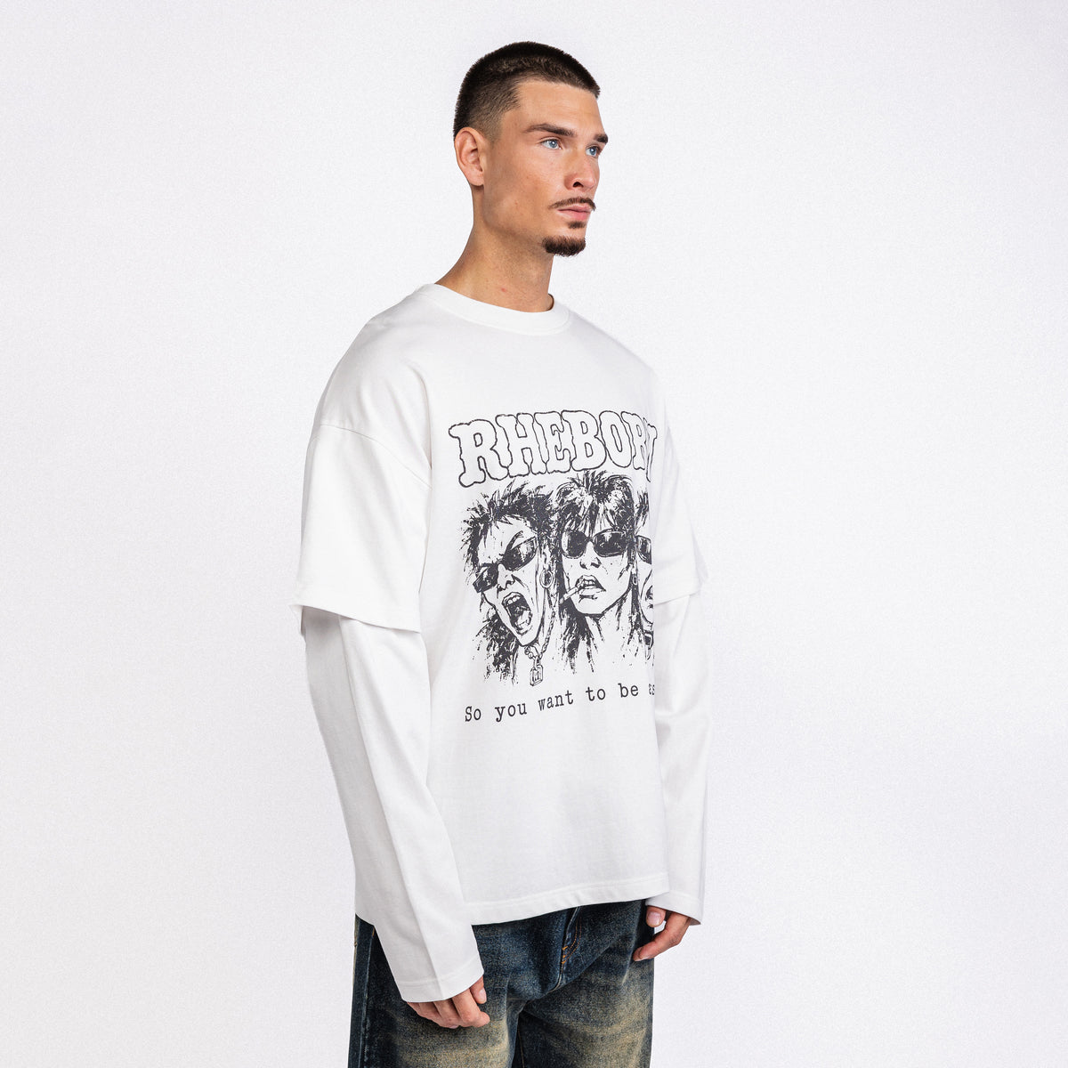 Rockstar Double Layer Longsleeve White