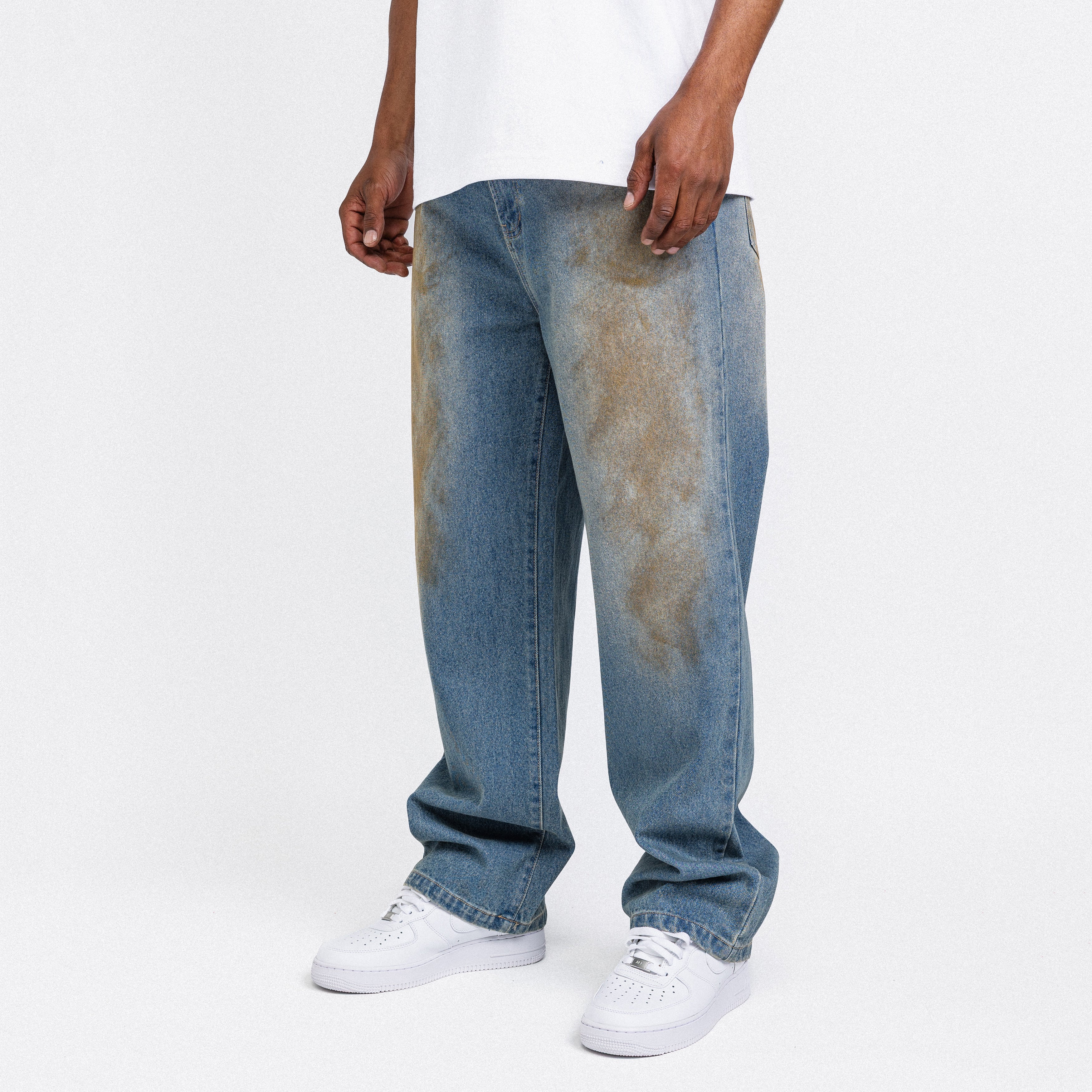 Dirty Washed Straight Leg Jeans