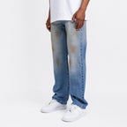 Light Blue Dirty Washed Straight Leg Jeans