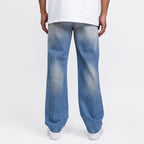 Light Blue Dirty Washed Straight Leg Jeans