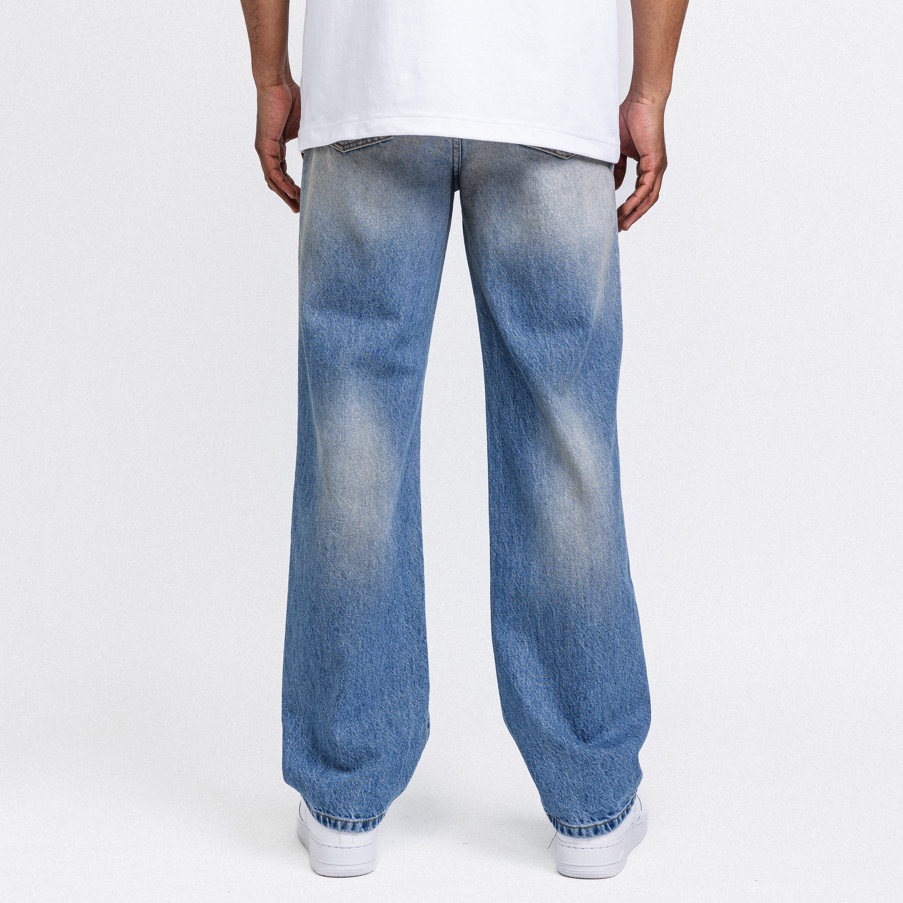 Light Blue Dirty Washed Straight Leg Jeans