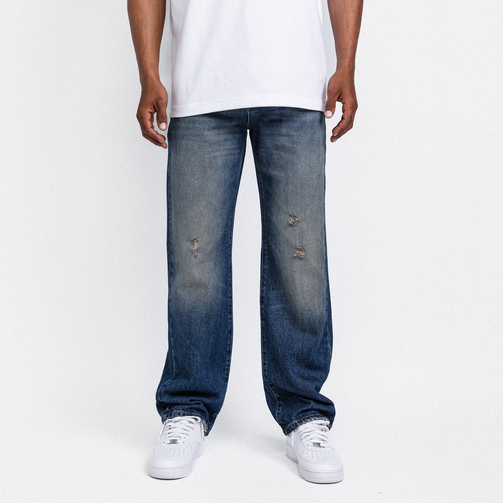 Sand Washed Straight Leg Jeans